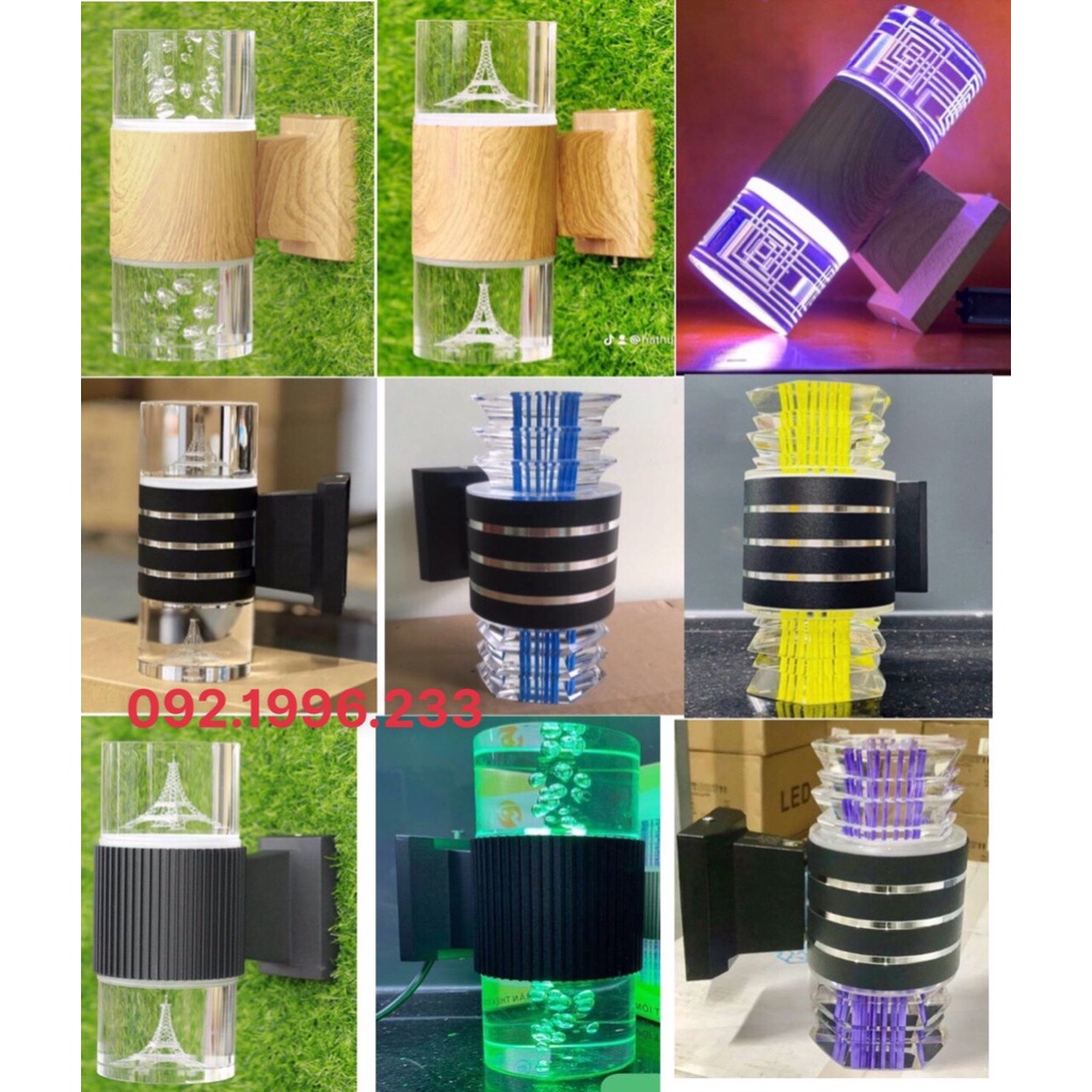 Đèn led trụ pha lê 2 đầu vân gỗ (màu gỗ)3 chế độ màu,7 màu (tự đổi màu) phi 90 và bộ linh kiện đèn trụ ,đèn chày