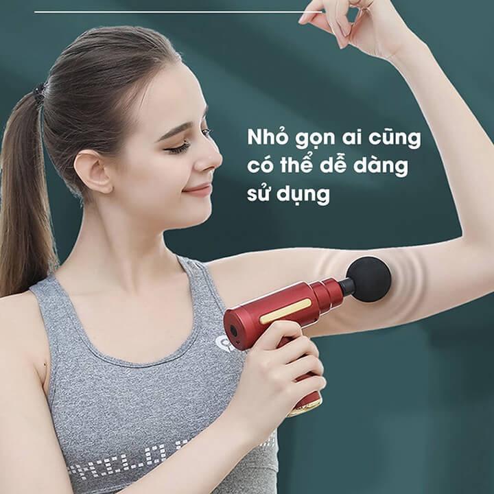 Máy massage cầm tay mini 4 đầu 6 chế độ, máy massage đấm lưng, mát xa cổ vai gáy thông minh