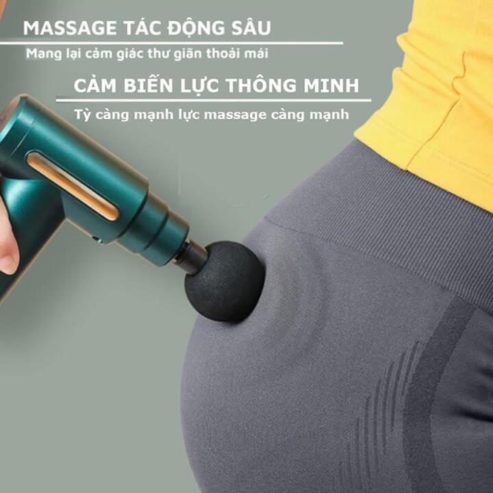 Máy massage cầm tay mini 4 đầu 6 chế độ, máy massage đấm lưng, mát xa cổ vai gáy thông minh