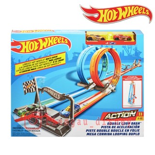 Đồ chơi hot wheels trường đua vòng lặp kép - hot wheels double loop dash, track set