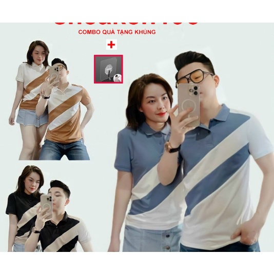 Áo thun Polo kẻ, trơn vải cá sấu cotton cao cấp ngắn tay cực sang trọng áo đôi hot (quà tặng móc treo tường)