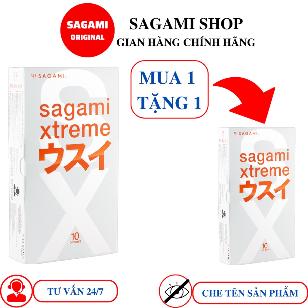 Mua 1 tặng 1 hộp bao sao su SAGAMI Superthin mỏng 0.03mm hộp 10 chiếc