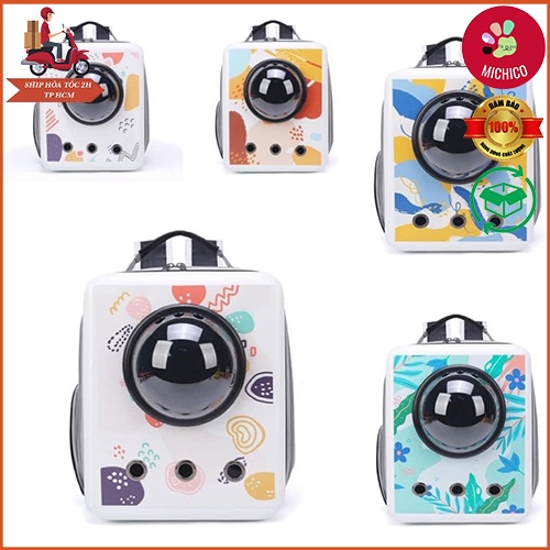 Balo Chó Mèo - Balo Phi Hành Gia Vuông Họa Tiết Sơn Dầu - Balo Vận Chuyển Chó Mèo Size Lớn 12kg