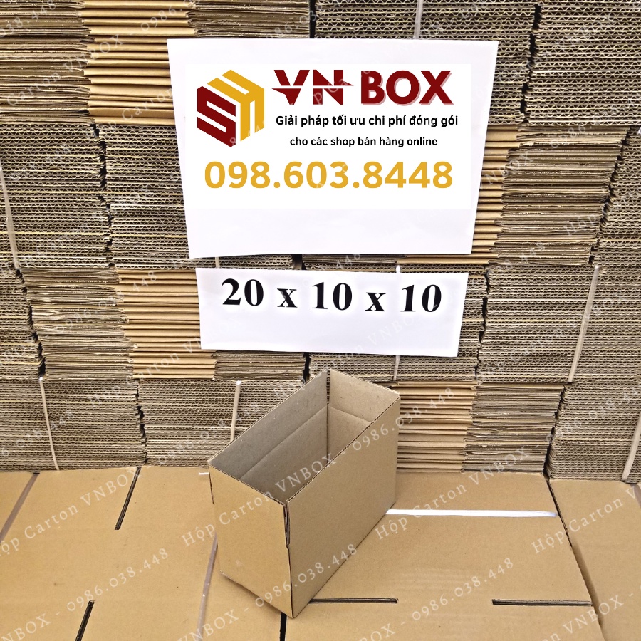20x10x10 Combo 10 Hộp carton đóng hàng, hộp giấy gói hàng giá rẻ - VN Box
