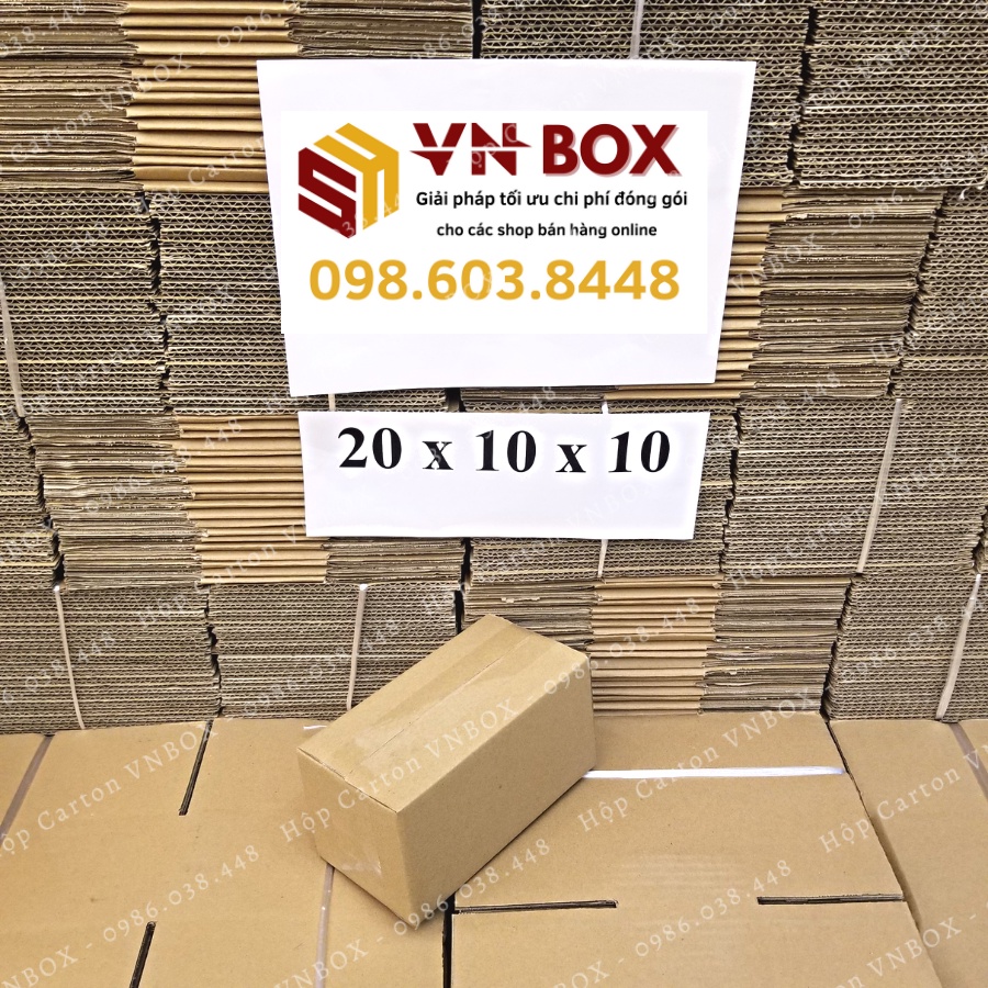 20x10x10 Combo 10 Hộp carton đóng hàng, hộp giấy gói hàng giá rẻ - VN Box