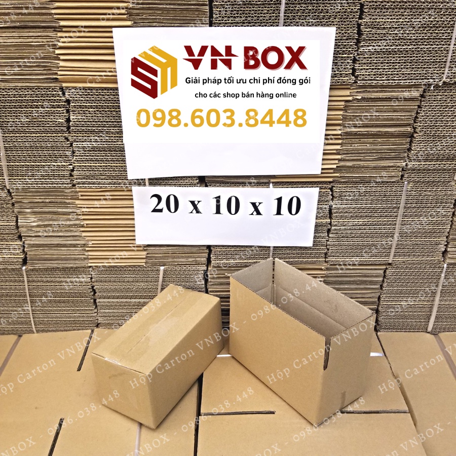 20x10x10 Combo 10 Hộp carton đóng hàng, hộp giấy gói hàng giá rẻ - VN Box