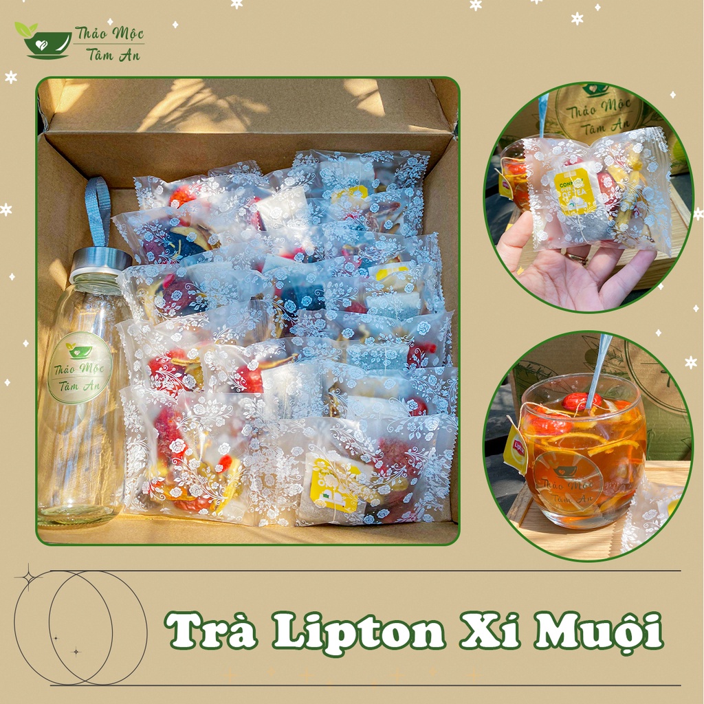 Set 30 gói Trà lipton xí muội thảo mộc giải nhiệt - Tặng Bình Nước