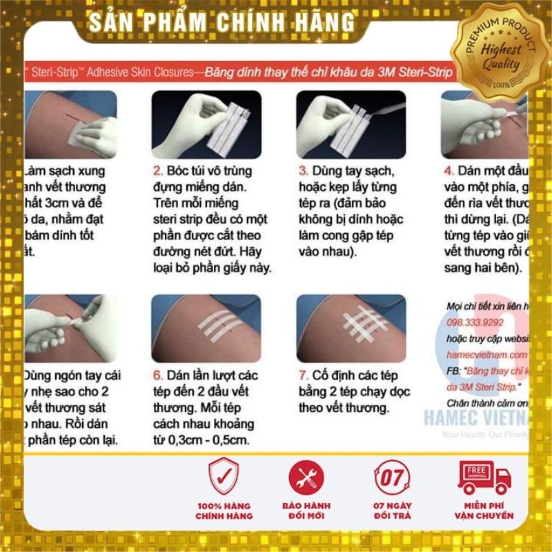 Miếng dán thay chỉ khẩu da 3M STERI-STRIP R1547 kích thước 12mmx100mm
