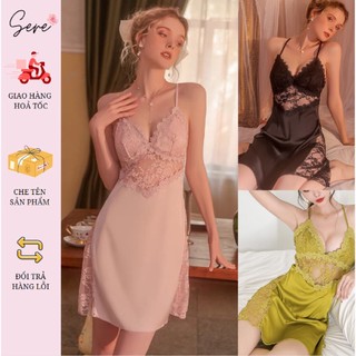 Sere váy ngủ đẹp đầm ngủ nữ chất liệu lụa satin cao cấp phối ren vb526