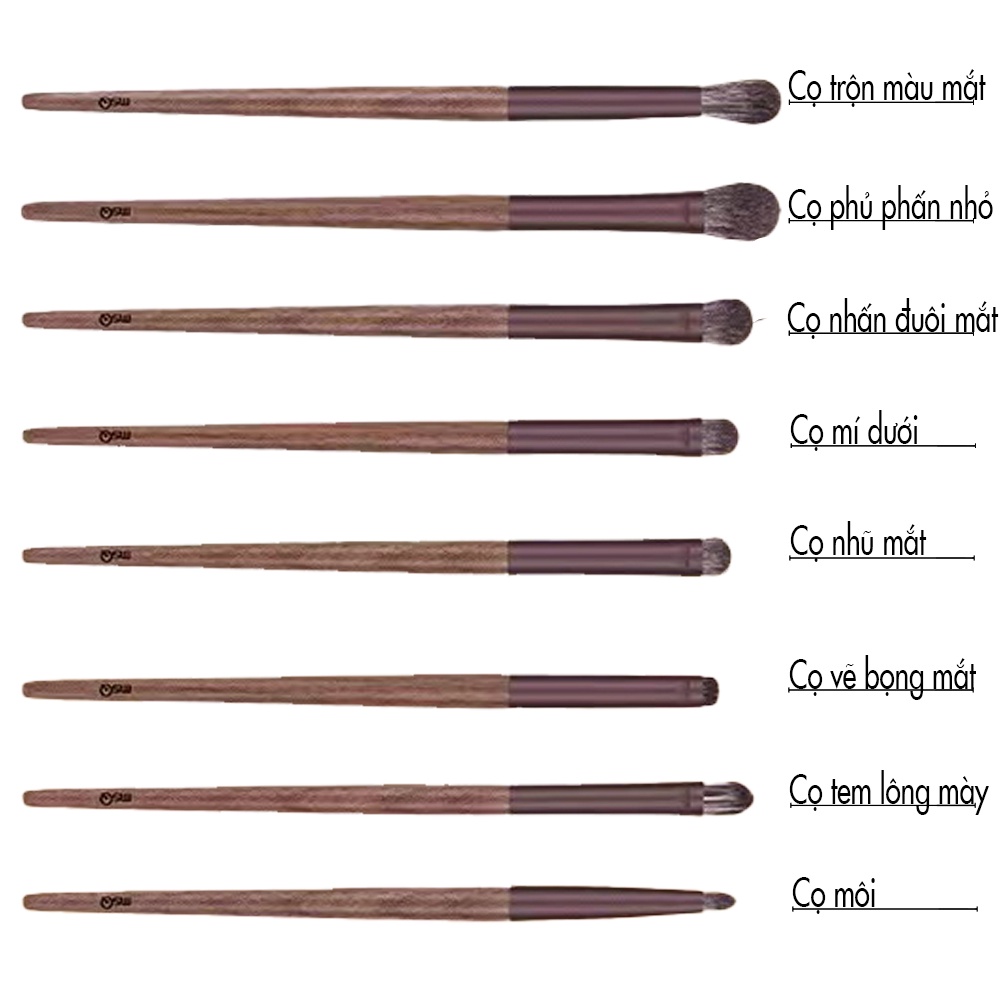 Bộ Cọ Trang Điểm Cá Nhân msQ 14 Cây - Lông Cọ Mềm Mịn - Thân Gỗ Chắc Chắn - kèm túi ống cắm cọ, combo dụng cụ giặt cọ