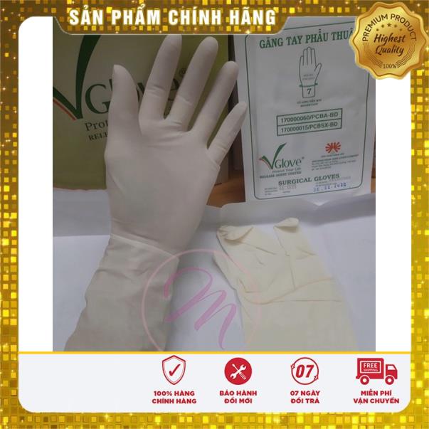 Găng tay phẫu thuật dài 28cm đã tiệt trùng Vglove có bột
