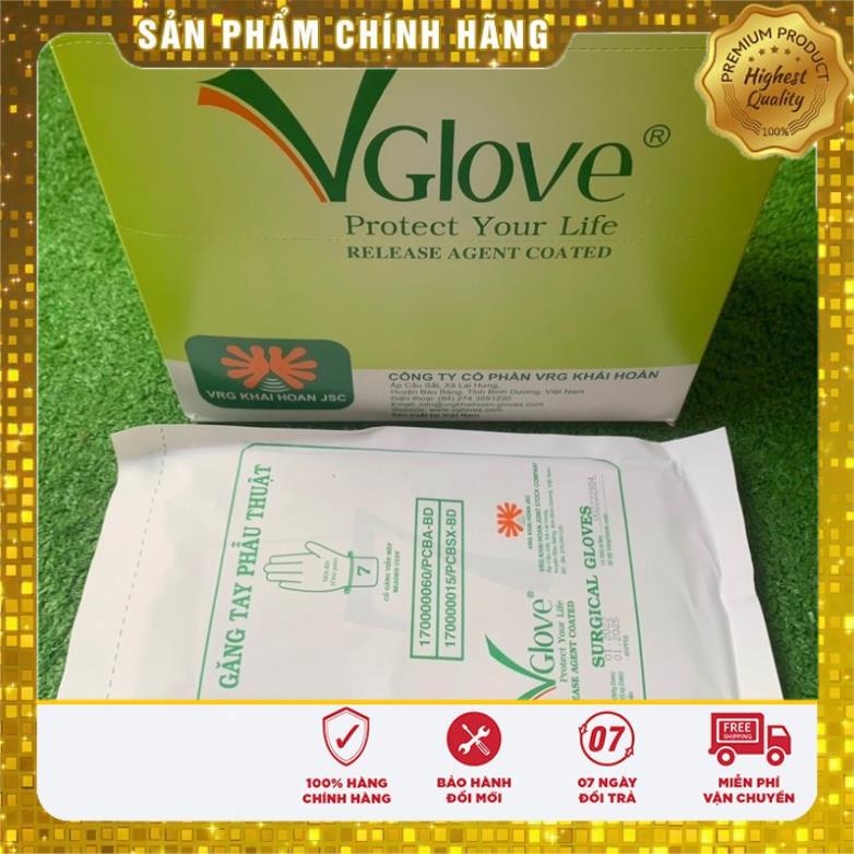 Găng tay phẫu thuật dài 28cm đã tiệt trùng Vglove có bột
