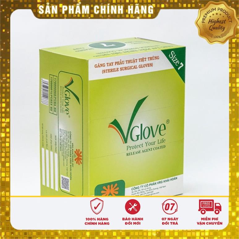Găng tay phẫu thuật dài 28cm đã tiệt trùng Vglove có bột