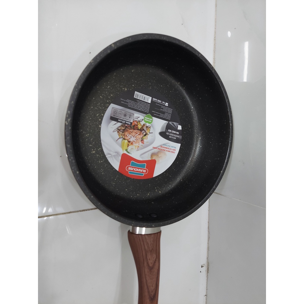 Chảo inox 304 vung kính đáy từ SUNHOUSE IN20ME5 (20/24/26CM)