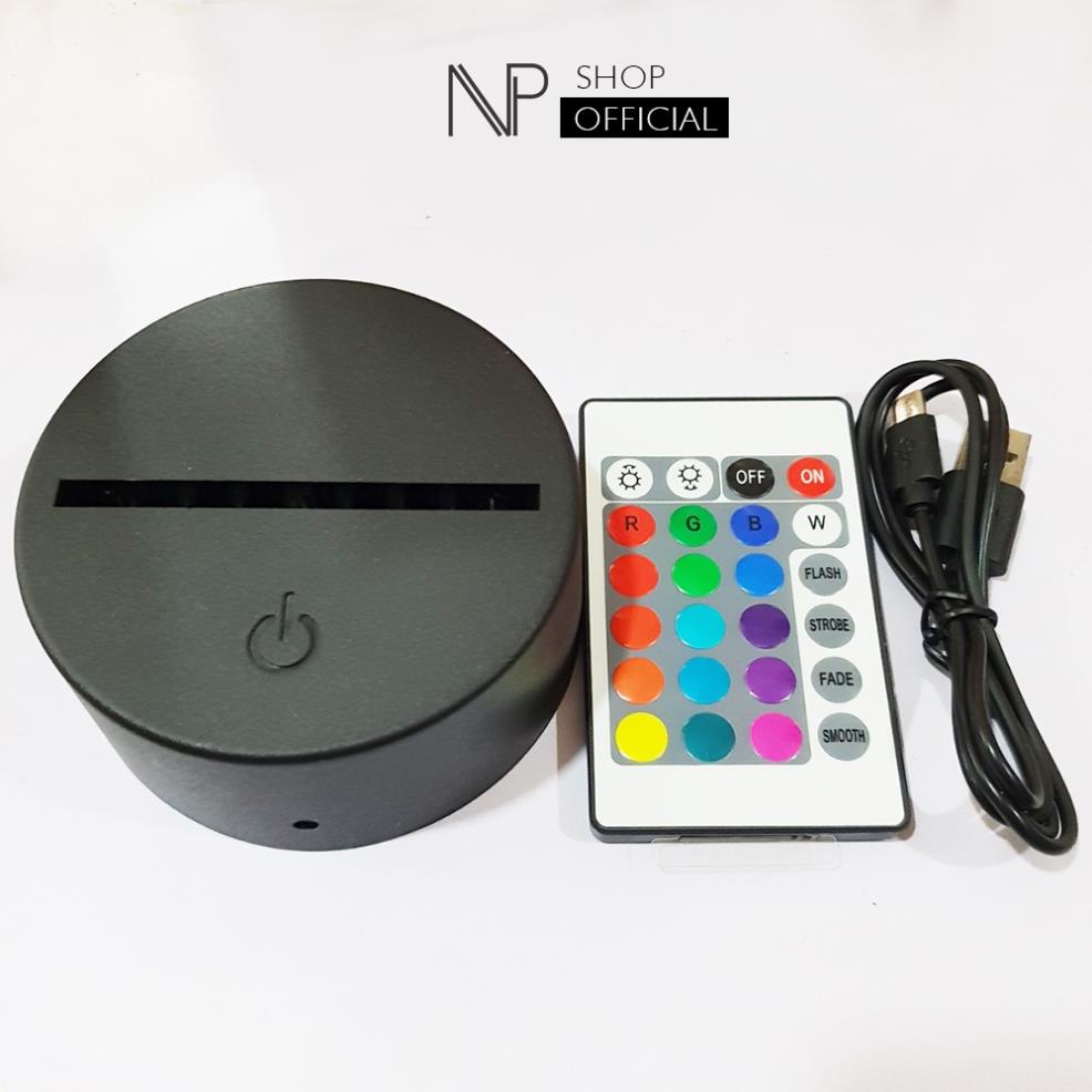 HOT Đế Đèn Ngủ 3D Đèn Led 16 Màu Và 3 Màu - Đế Đèn Mica Trang Trí Phòng Ngủ, Chân Đèn 3D