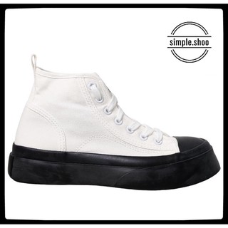 Giày sneaker vải trắng canvas đế đen