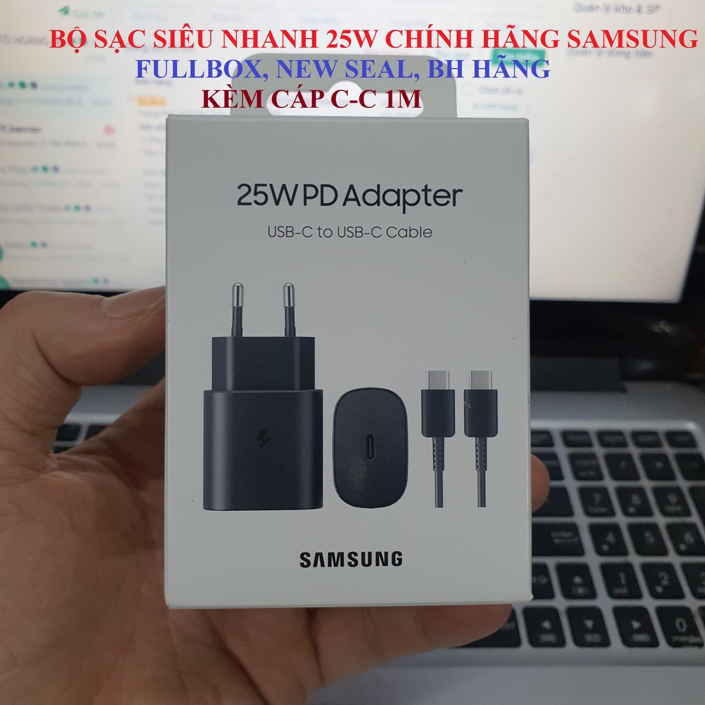 Bộ Sạc Siêu Nhanh 25W Chính Hãng Samsung, Fullbox, New Seal, BH Hãng, Kèm Cáp C-C