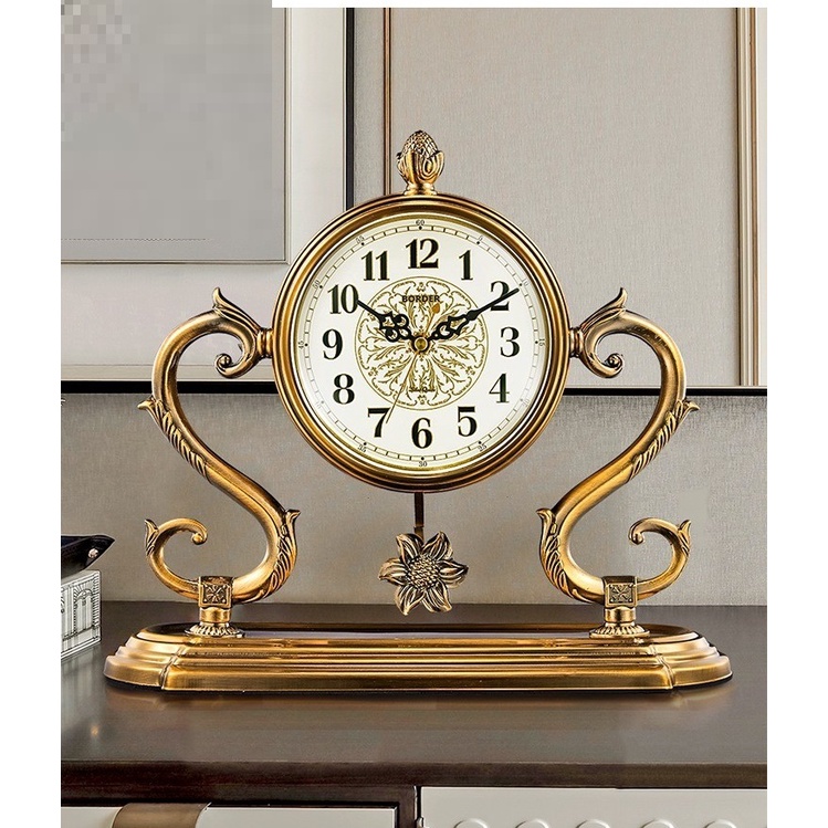 Đồng hồ để bàn mang phong cách tân cổ điển quả lắc thiết kế hợp kim mạ đồng