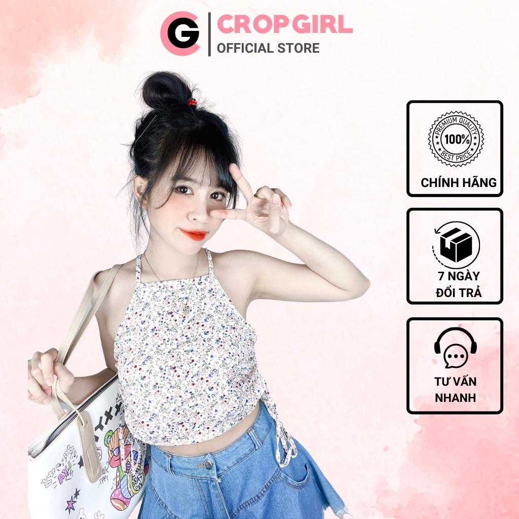 Áo 2 dây nữ dạng yếm hoa nhí CROPGIRL - Áo yếm nữ đi biển rút dây 2 bên chất lụa mềm mịn