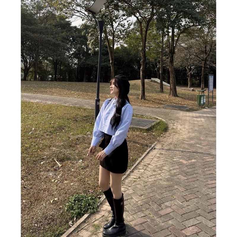 Áo Sơ Mi Croptop Hàn Quốc, Dáng Basic, Freesize Dưới 60Kg, Hàng Hot Trend, Loại 1