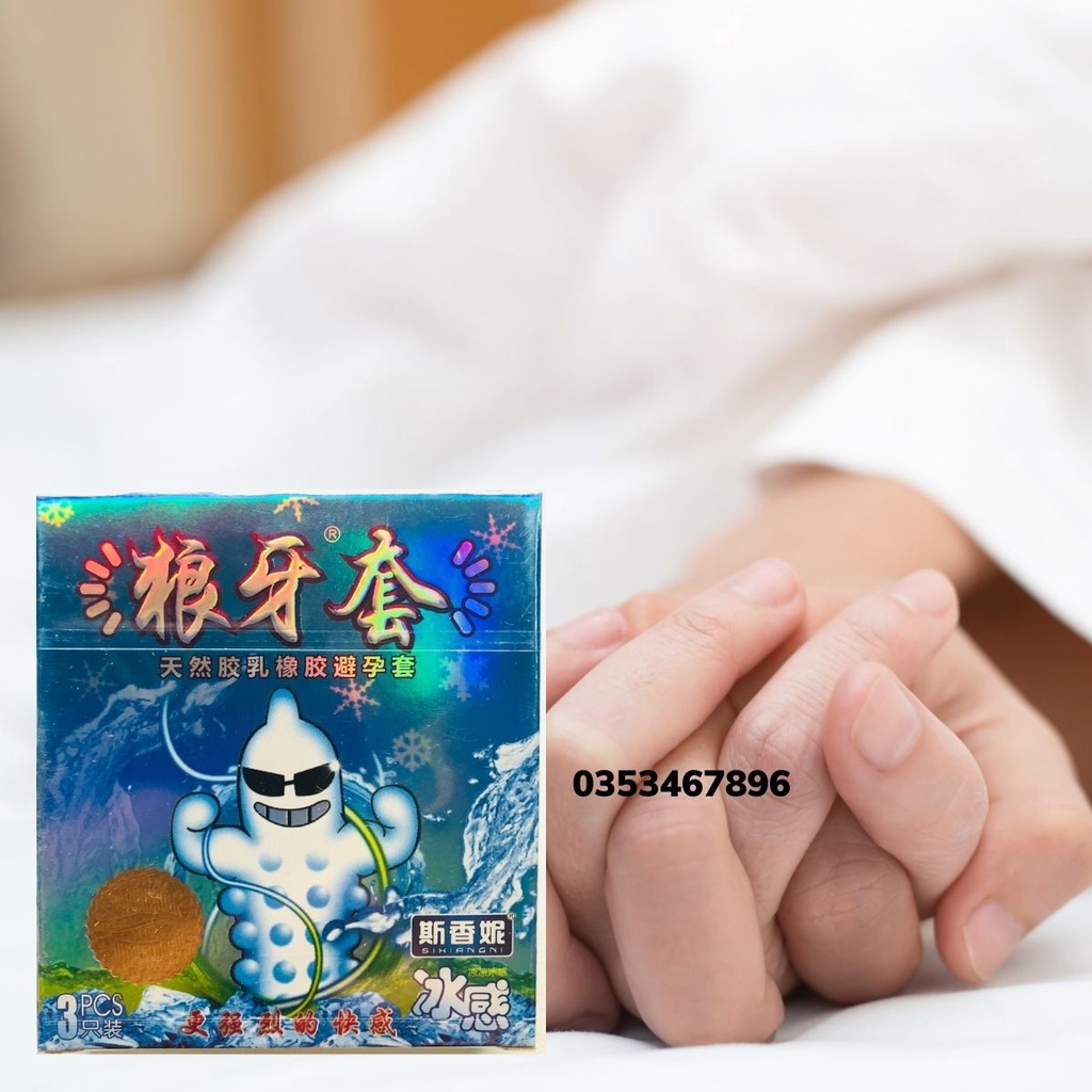 Bao Cao Su Fire &amp; Ice Sofora Sets - Nóng Lạnh Tăng Khoái Cảm - Gân Gai Kích Thích Thật Mạnh - Hộp 3 Chiếc