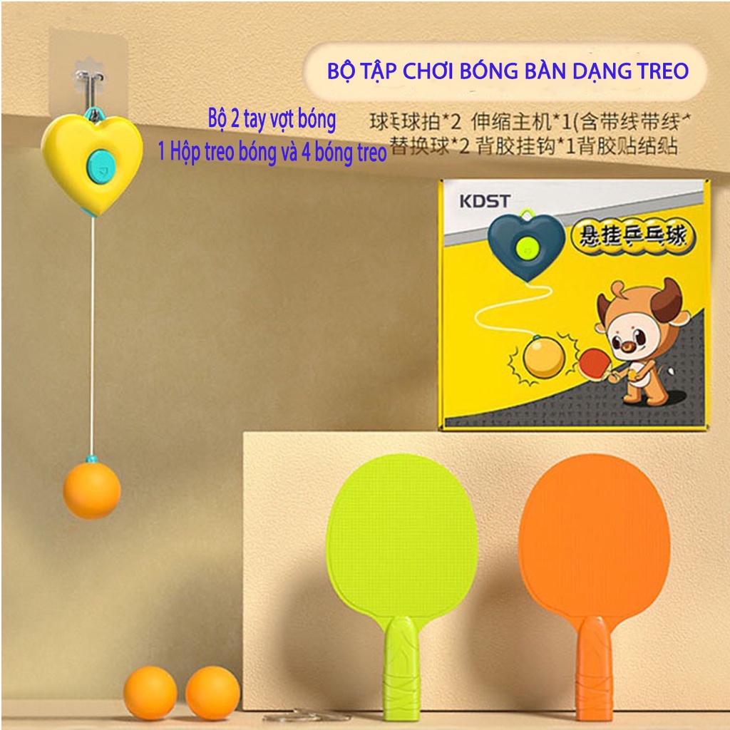 Bộ tập chơi bóng bàn gồm 4 bóng 2 vợt cho bé tập trong  nhà hoặc công viên giúp tăng khả năng phản xạ cho bé_A105.