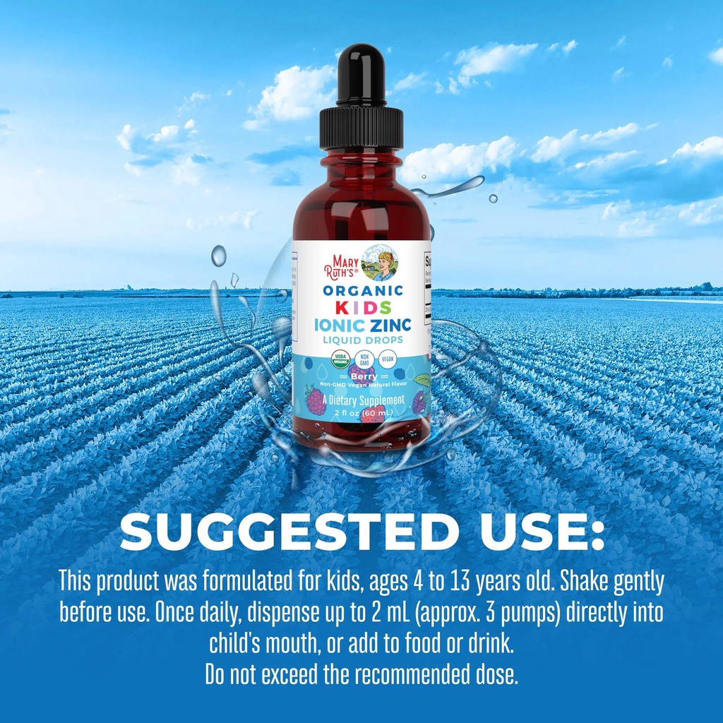 Kẽm nước hữu cơ Mary Ruth's Kids Ionic Zinc Liquid Drops dạng giọt cho bé từ 4 đến 13 tuổi  hàng air Mỹ đủ bill