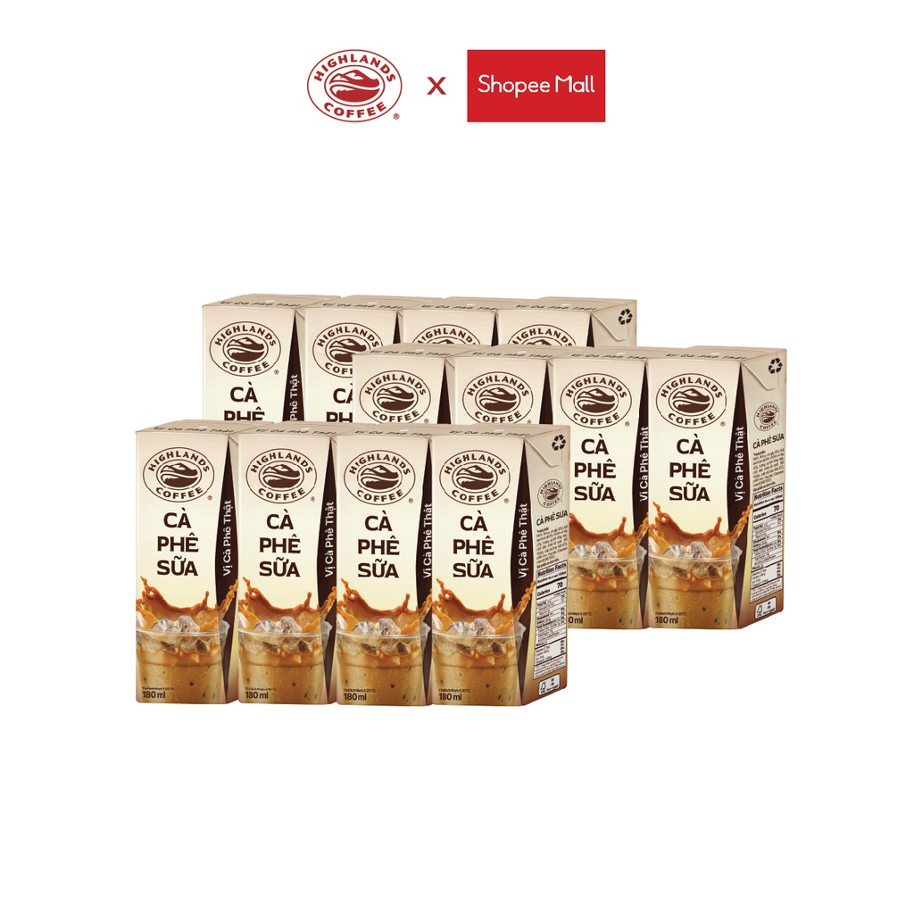 Combo 3 Lốc Highlands Coffee Cà phê Sữa (4 hộp/lốc x 180ml/hộp)