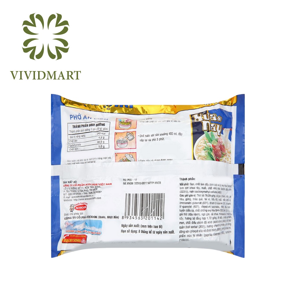 - ACECOOK - Phở Xưa & Nay: Phở bò xưa và nay / Phở bò xưa & nay / Phở ăn liền Xưa & Nay hương vị bò