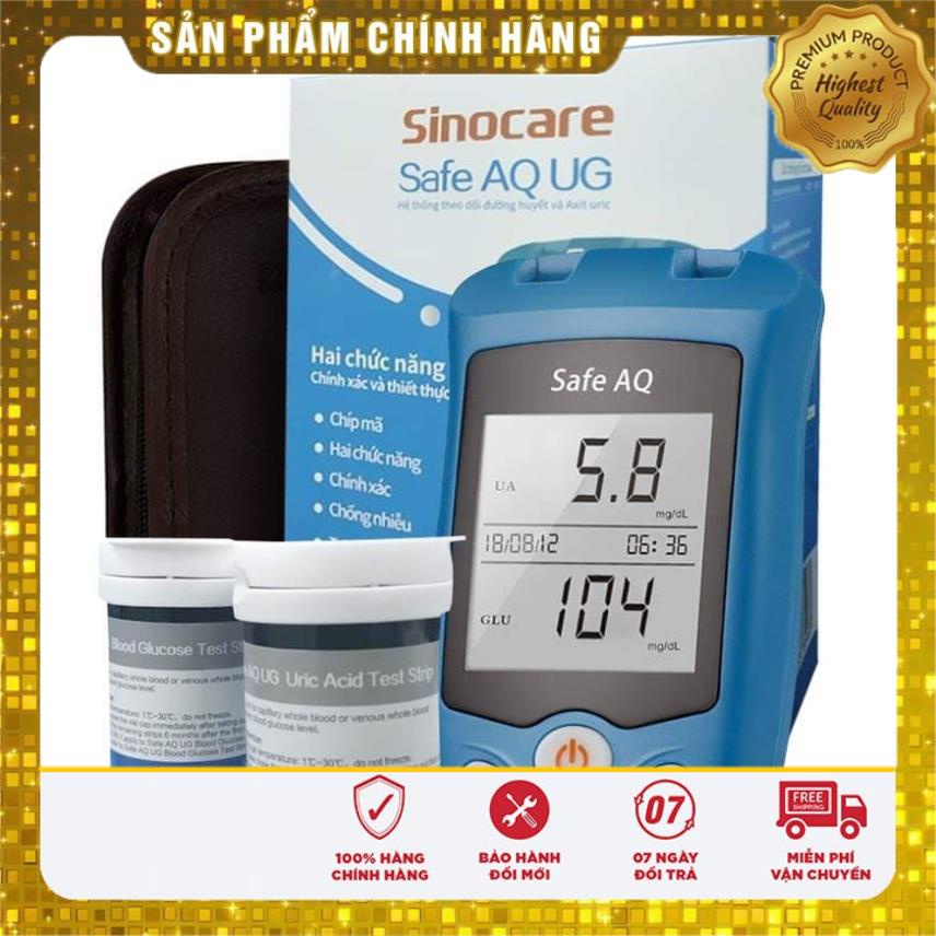 Máy Đo Đường Huyết + Axit Uric ( gút - Gout ): Sinocare Safe AQ UG (Đức) - bảo hành trọn đời - P0044