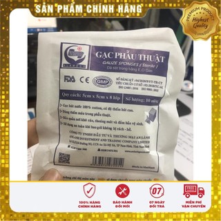 Gạc phẫu thuật 5cmx5cmx8 lớp, tiệt trùng An Lành