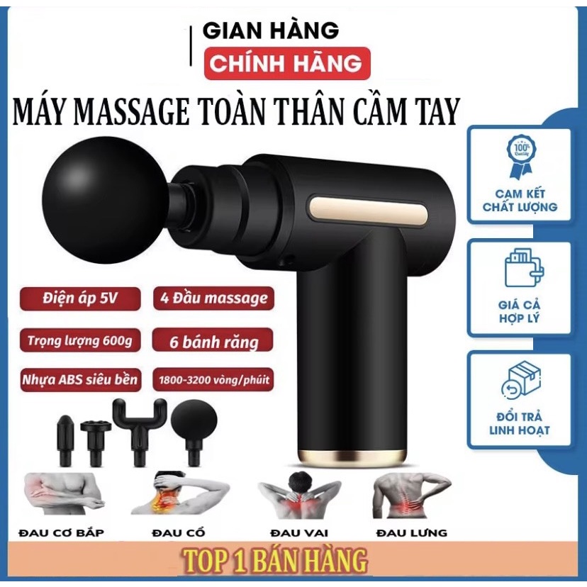 Máy Mát Xa Cầm Tay Súng Massage Toàn Thân 6 Cấp Độ Chuyên Sâu Vai Lưng Giảm Đau Mỏi, Dãn Cơ Sau Tập