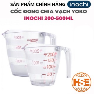 Cốc đong chia vạch INOCHI Yoko (500ml, 200ml) hàng xuất NHẬT chịu lực chịu nhiệt tốt nhựa SAN nguyên sinh không chứa BPA
