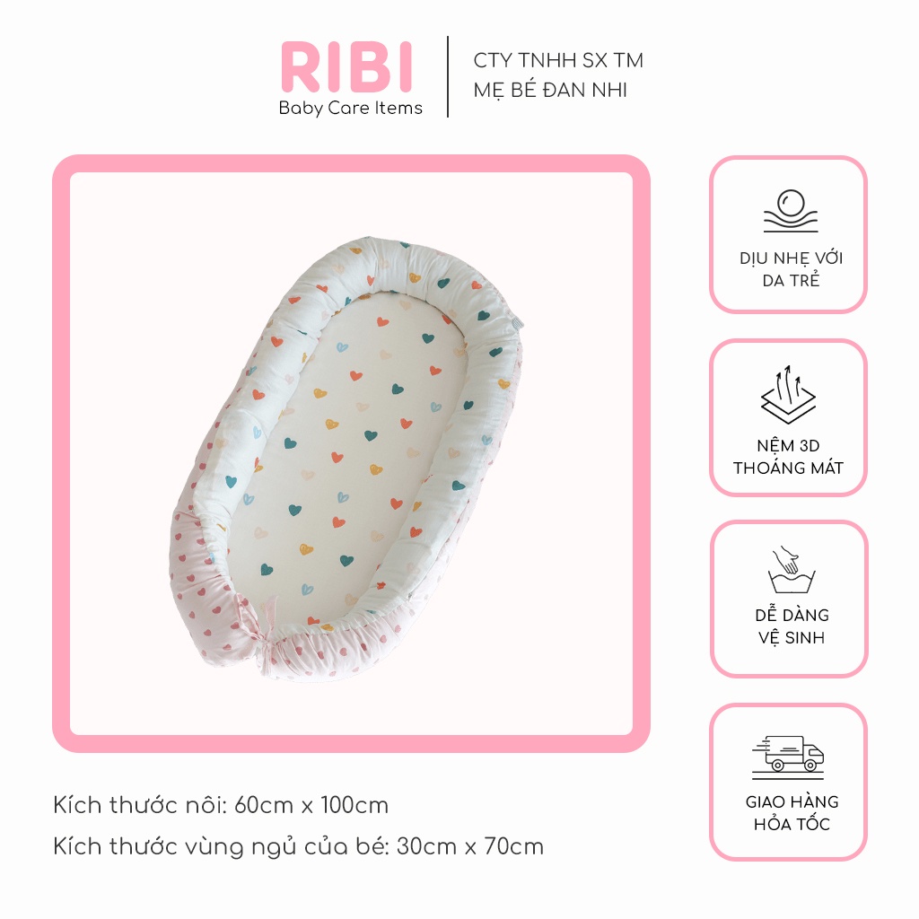 Nôi ngủ chung giường vải xô sợi tre cho bé từ 0 đến 1 tuổi, baby nest