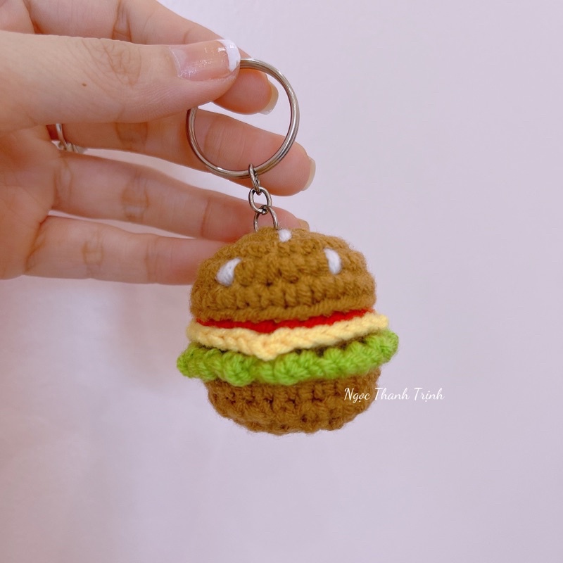 Bánh Hamburger 🍔 bằng len, móc khoá len, quà tặng 🎁 handmade💕