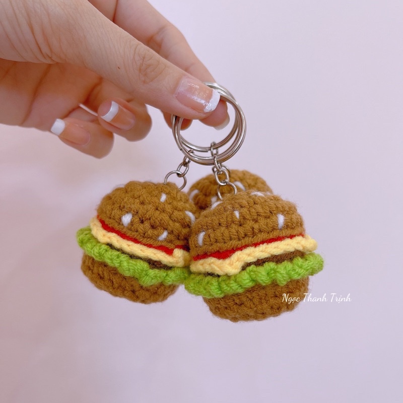 Bánh Hamburger 🍔 bằng len, móc khoá len, quà tặng 🎁 handmade💕