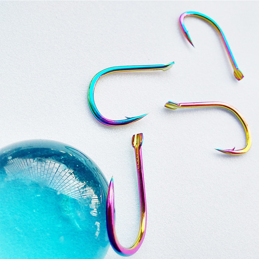 Lưỡi câu cá titan 7 màu cao cấp chất liệu siêu cứng sắc bén và chống ăn mòn chuyên câu cá trắm, trôi, chép...