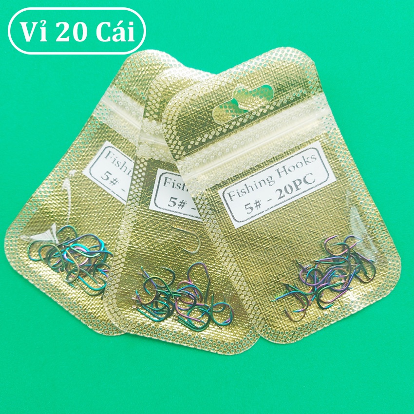 Lưỡi câu cá titan 7 màu cao cấp chất liệu siêu cứng sắc bén và chống ăn mòn chuyên câu cá trắm, trôi, chép...