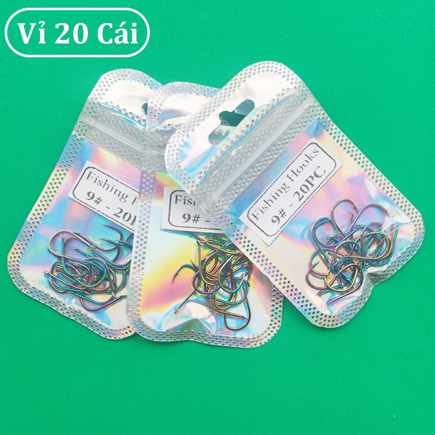 Lưỡi câu cá titan 7 màu cao cấp chất liệu siêu cứng sắc bén và chống ăn mòn chuyên câu cá trắm, trôi, chép...