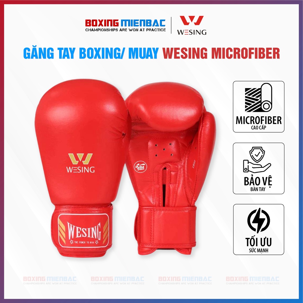 Găng tay Boxing/ Muay Wesing Microfiber Chính Hãng – Đỏ
