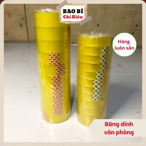 Băng dính văn phòng, khổ 1.2cm, 1.8cm - băng keo nhỏ màu trắng, vàng chanh - baobichikien