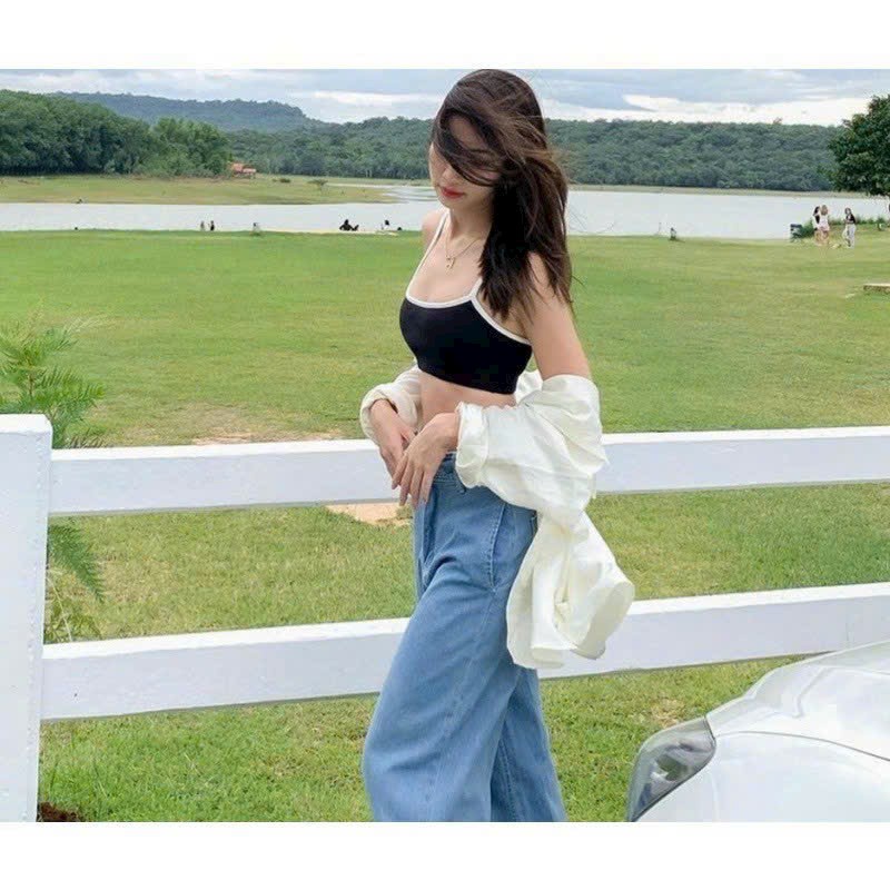 Áo croptop ❄ FREESHIP ❄ Áo thun nữ 2 dây viền thời trang XIXO mã AT0053