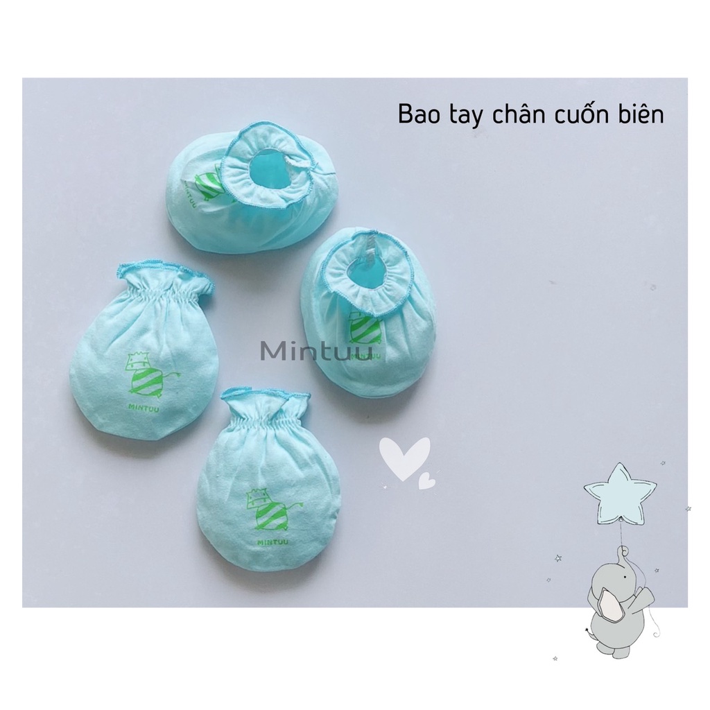 Set 5 Bộ bao tay bao chân sơ sinh cho bé thương hiệu MINTUU, chất liệu vải 100% cotton