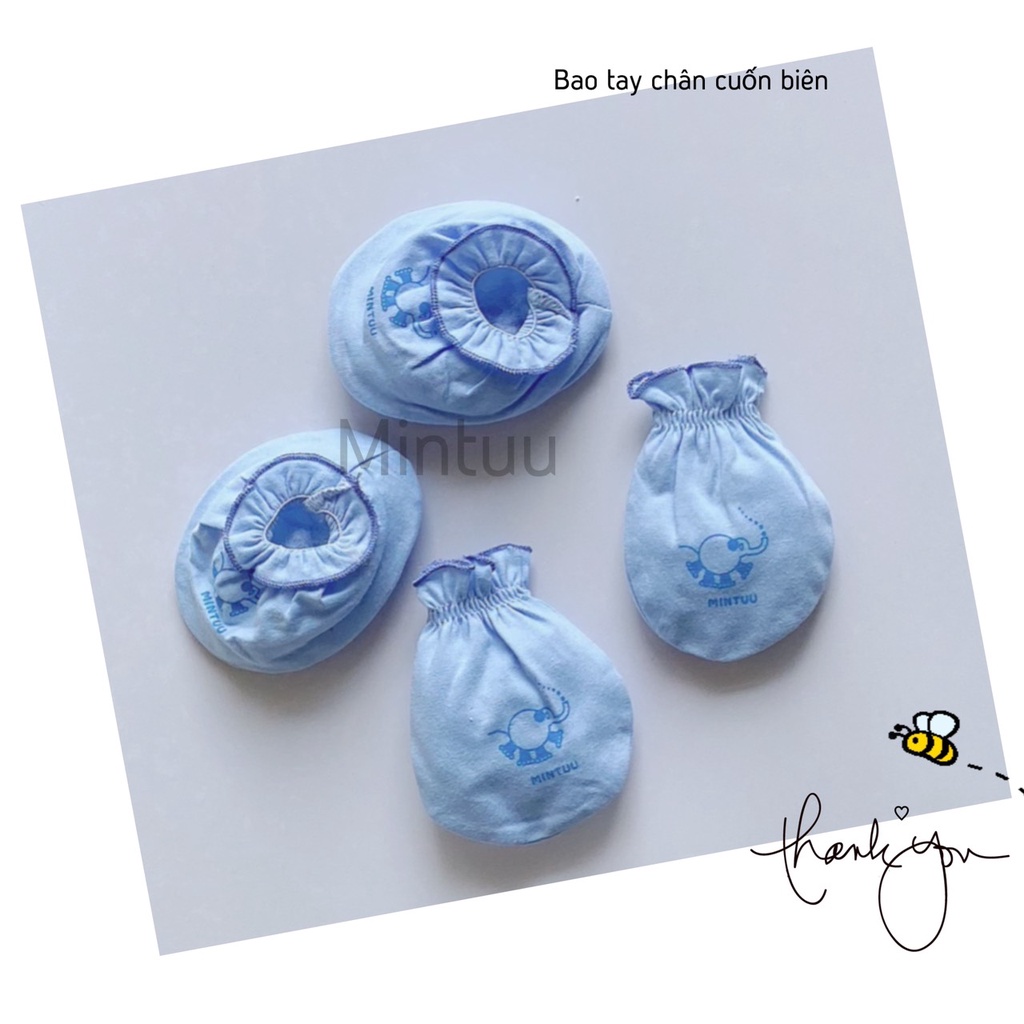 Set 5 Bộ bao tay bao chân sơ sinh cho bé thương hiệu MINTUU, chất liệu vải 100% cotton