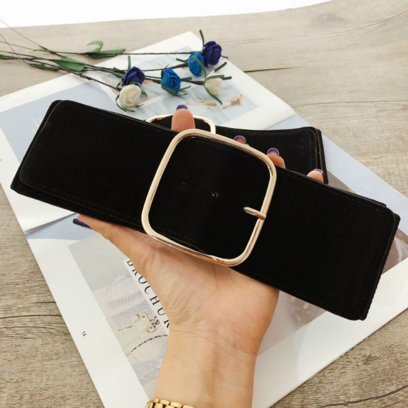 Dây nịt xích đai váy kim nhung bản 8cm.Chất thun vo giãn phối nhung