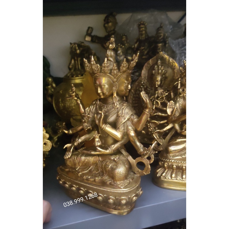 Tượng phật chuẩn đề bồ tát thiên thủ thiên nhãn bằng đồng 20cm