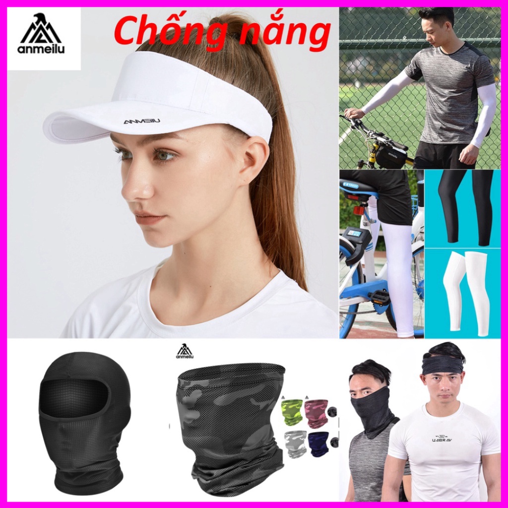 Chống nắng lụa mát chính hãng Anmeilu Mũ trống cao cấp Ống tay chống nắng Ống chân chống nắng Khăn chống nắng cổ ddcg3