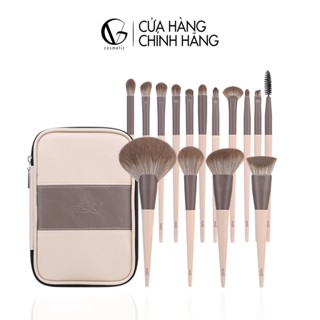 Bộ Cọ Trang Điểm Cá Nhân Msq Màu Vàng Nâu Gồm 15 Cọ Trang Điểm Kèm Theo Túi Da Đựng Cọ