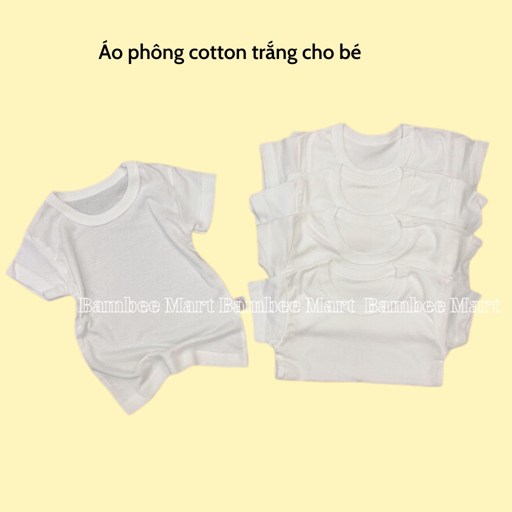 Áo phông cộc tay chất cotton trắng trơn cho bé A1 BambeeMart