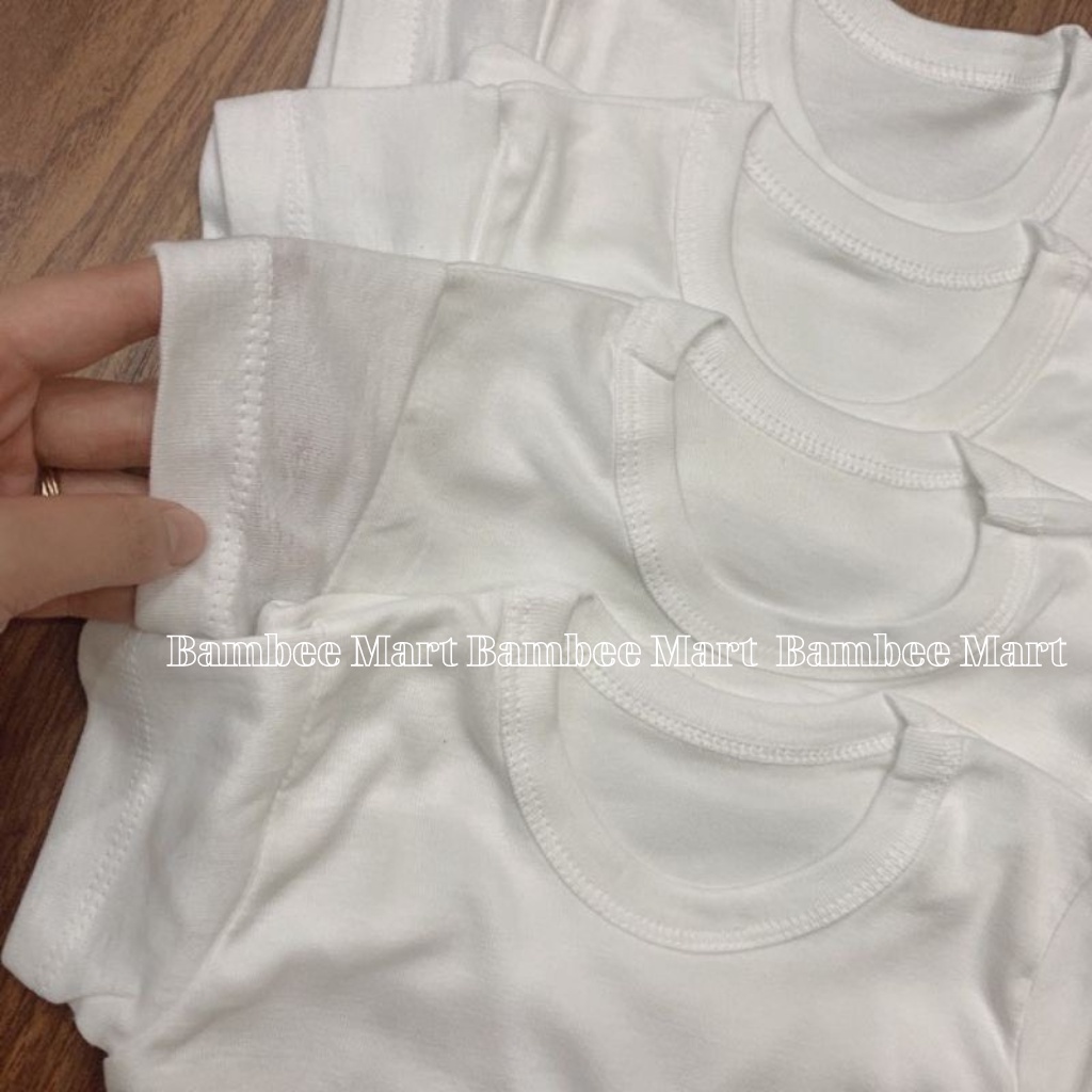 Áo phông cộc tay chất cotton trắng trơn cho bé A1 BambeeMart